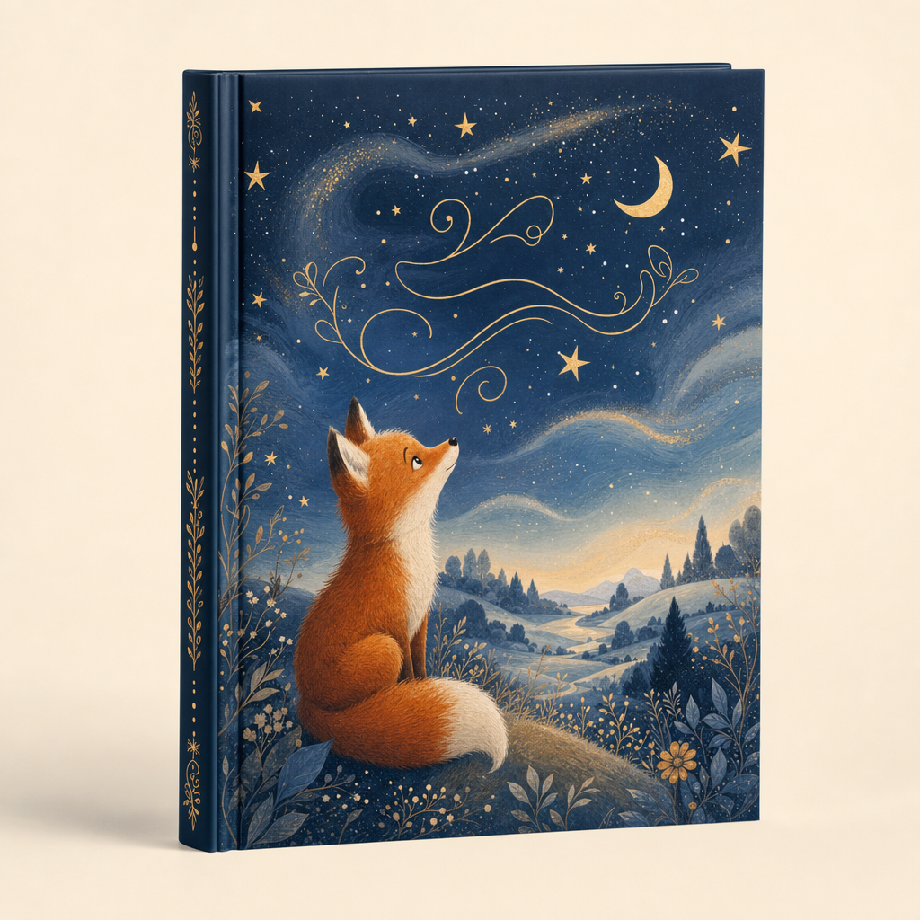 An illustrated children’s storybook cover with warm, painterly artwork